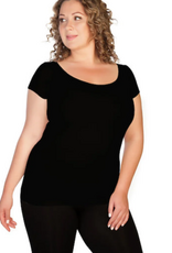 skinnytees skinnytees Black Short Sleeve Crew Plus OS