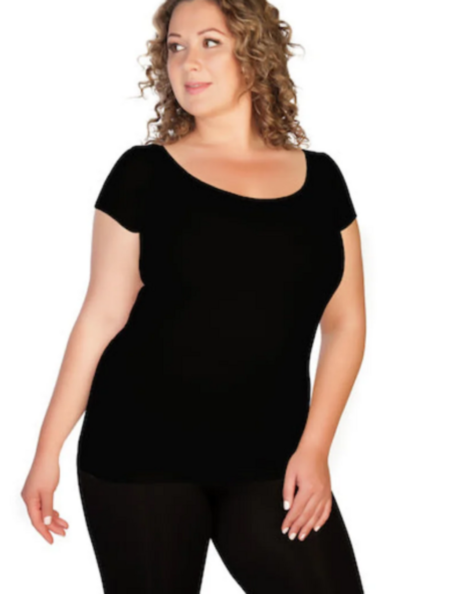 skinnytees skinnytees Black Short Sleeve Crew Plus OS