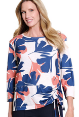 Multiples Multiples Multi Color Print Round Neck 3/4 Sleeve Top
