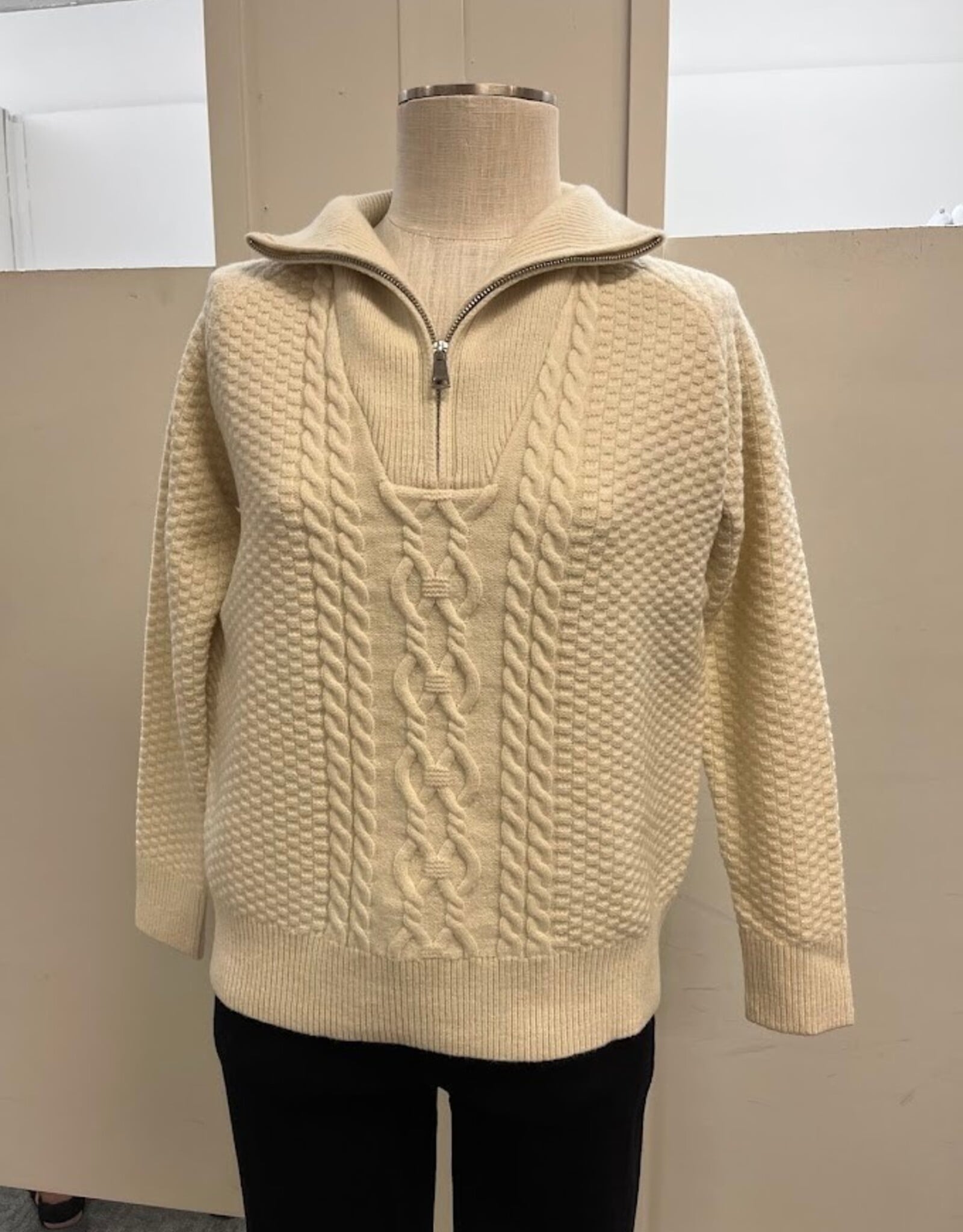Keren Hart Keren Hart Ivory 1/4 Zip Pullover L/S Sweater