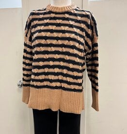 Keren Hart Keren Hart  Camel Striped Pullover L/S Sweater