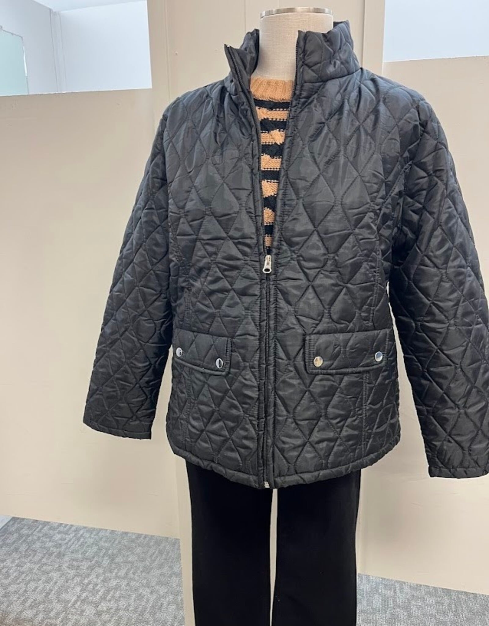 Keren Hart Keren Hart Black Quilted L/S Zip Up Jacket