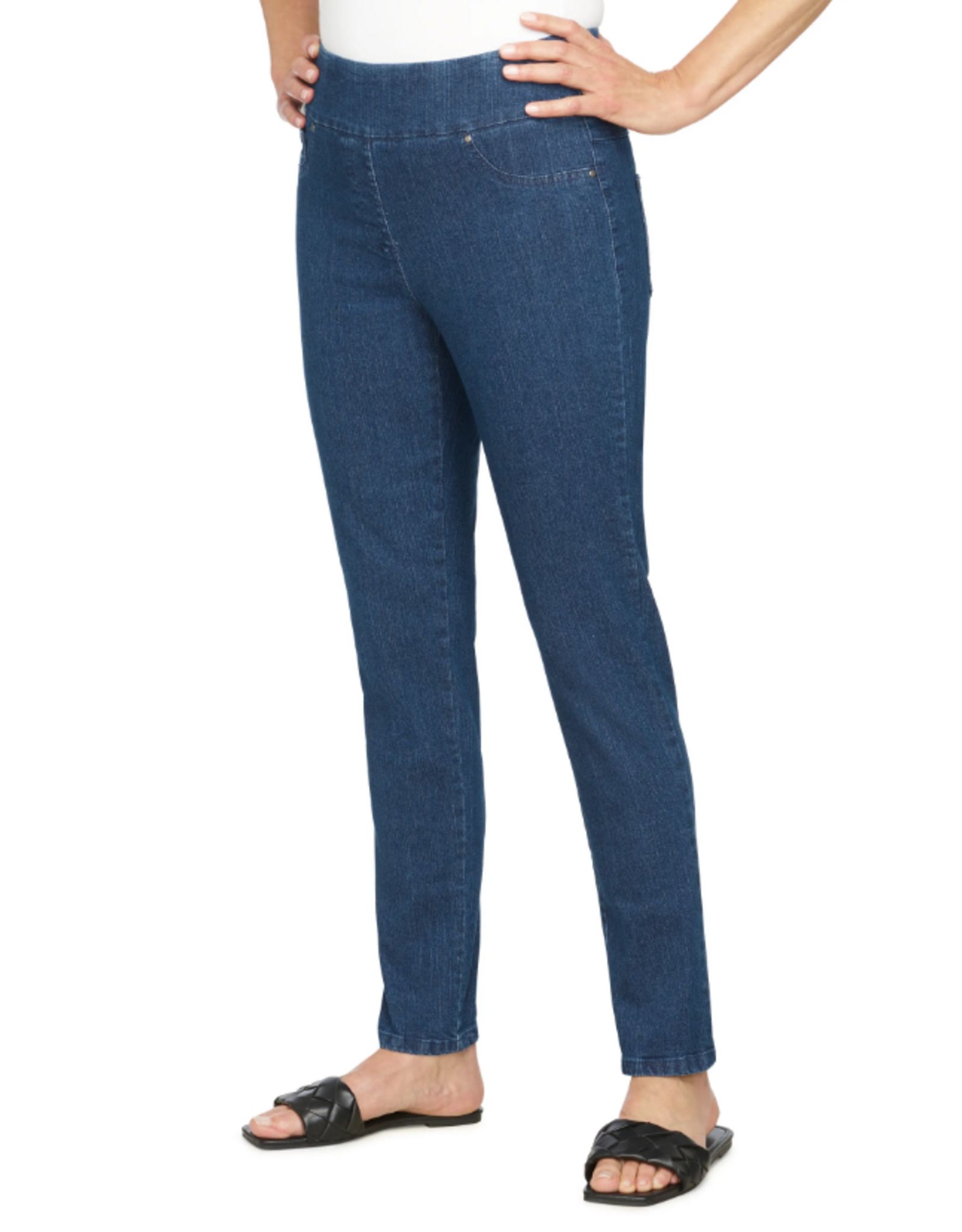 Ruby Rd Ruby Rd Dark Indigo Pull On Denim Pant