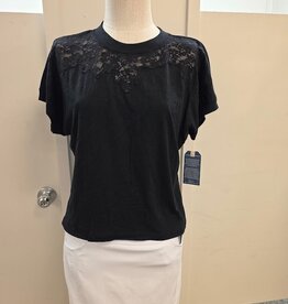 Democracy Democracy Black Short Sleeve Round Neck Petite