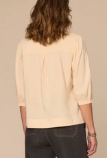 Democracy Democracy Macadamia Below Elbow  Sleeve Round Neck Embroidered