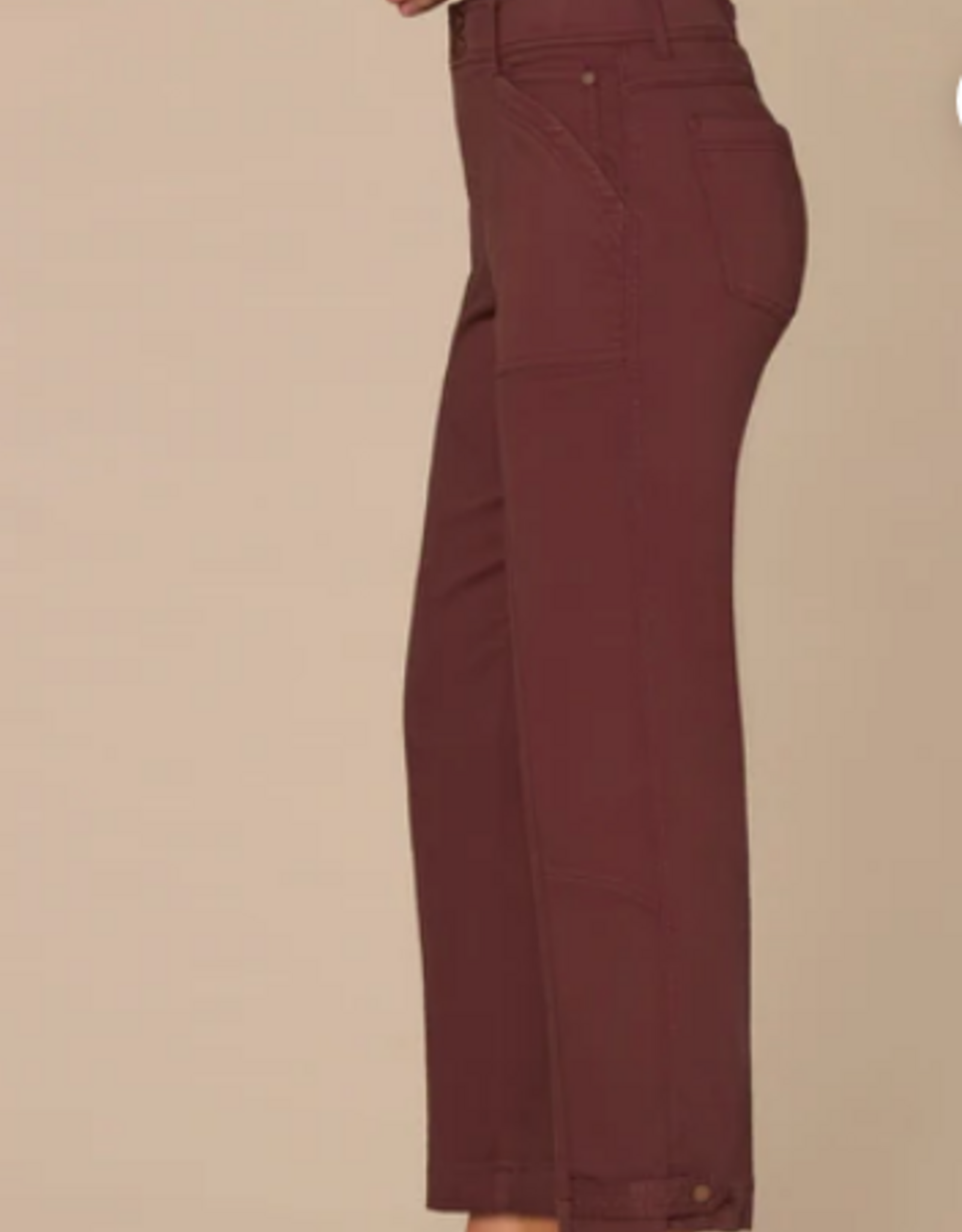 Democracy Democracy Cherry High Rise Tapered Utility Pant with Snap Hem