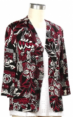 Southern Lady Southern Lady Red/Black Floral Print Open Front Petite Jacket