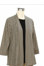 Southern Lady Sothern Lady Cream/Black Print  3/4 Sleeve Open Front