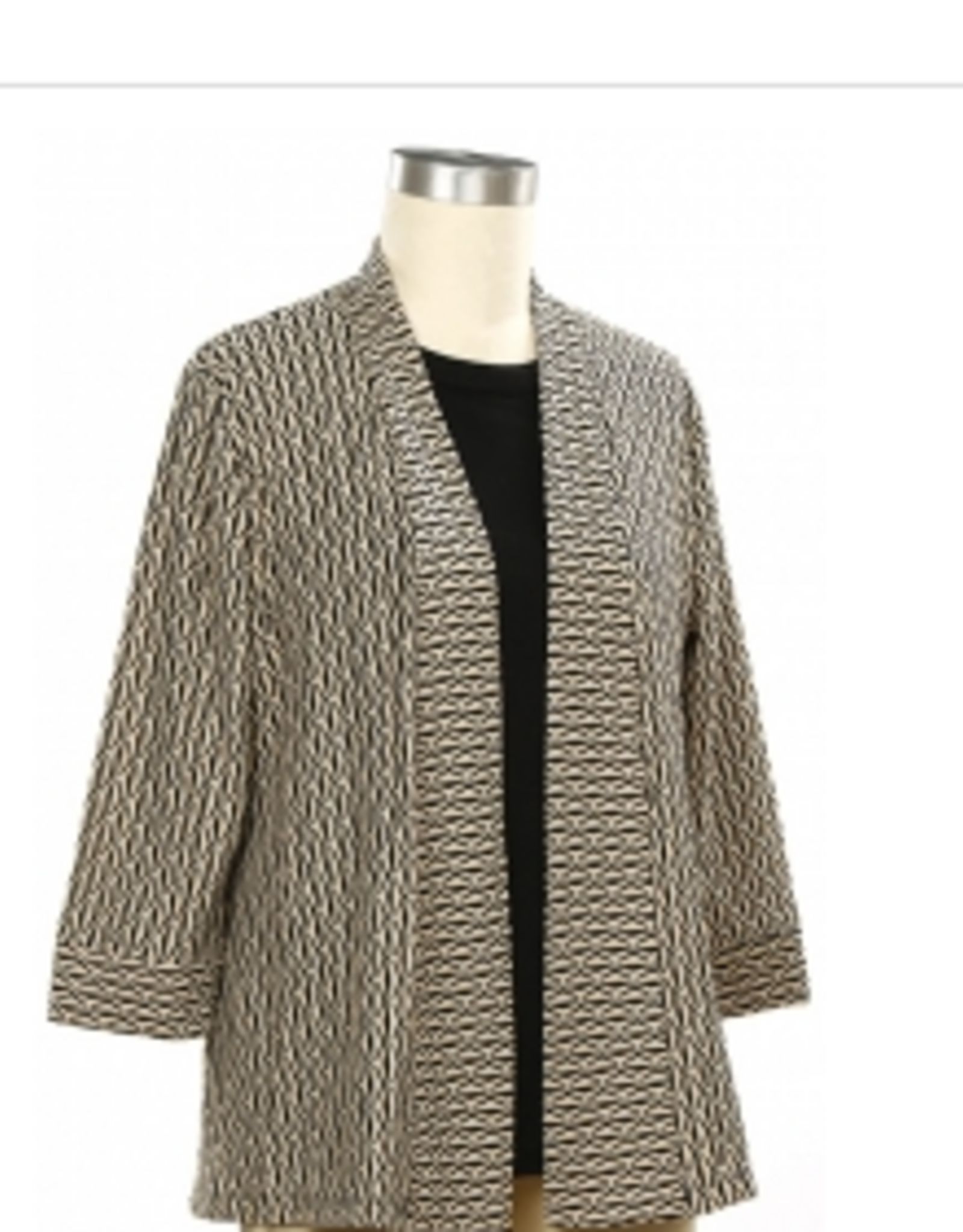 Southern Lady Sothern Lady Cream/Black Print  3/4 Sleeve Open Front