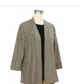 Southern Lady Sothern Lady Cream/Black Print  3/4 Sleeve Open Front
