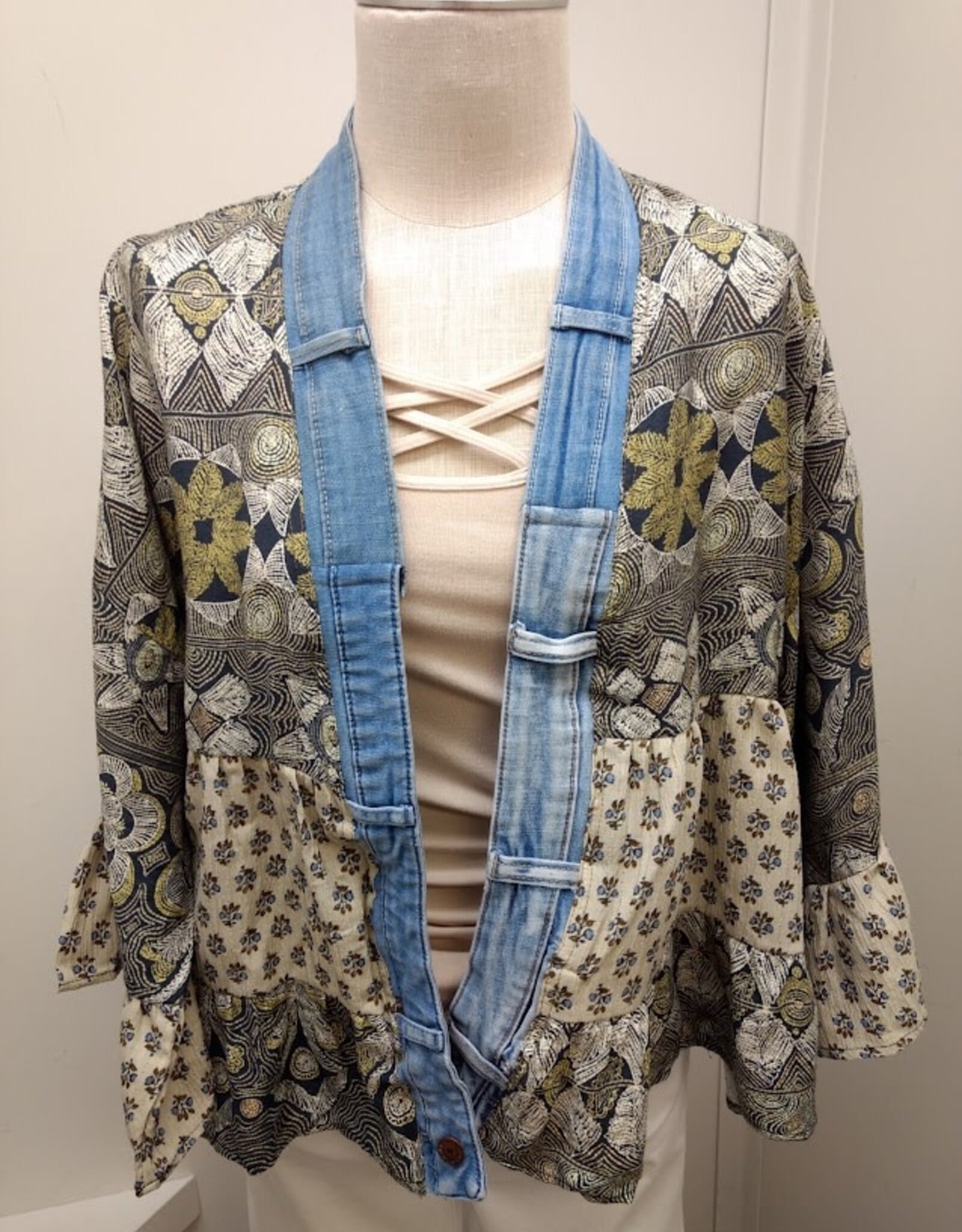 Shannon Passero Shannon Passero Soul Flower Mix Print Open Front  3/4 Sleeve Cardigan