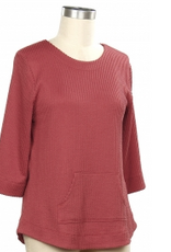 Links Links River Clay Round Neck 3/4 Sleeve Top