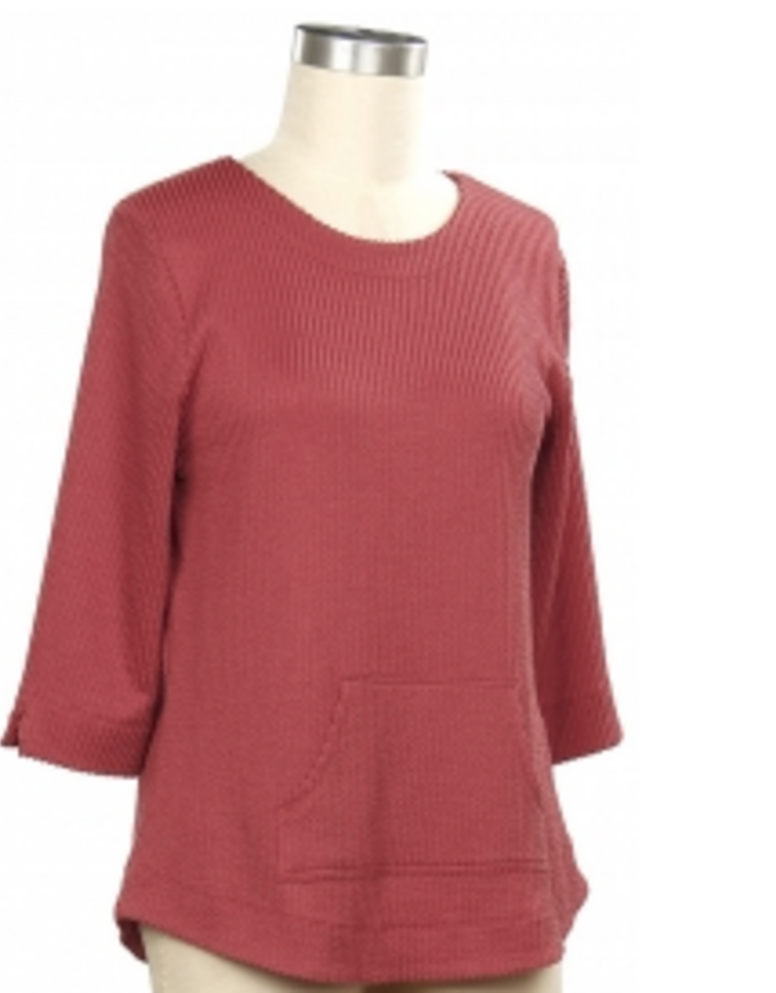 Links Links River Clay Round Neck 3/4 Sleeve Top