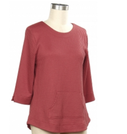 Links Links River Clay Round Neck 3/4 Sleeve Top
