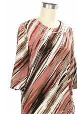 Southern Lady Links Coral Wht Ashwood Print Round Neck 3/4 Sleeve Petite Top