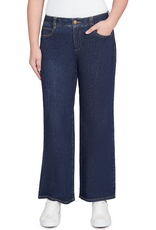 Ruby Road Ruby Road Dark Indigo Petite Stovepipe Wide Leg Jeans