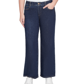 Ruby Road Ruby Road Dark Indigo Petite Stovepipe Wide Leg Jeans