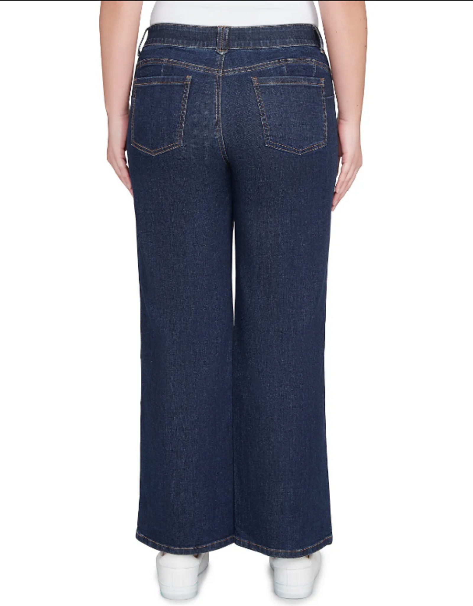 Ruby Road Ruby Road Dark Indigo Petite Stovepipe Wide Leg Jeans