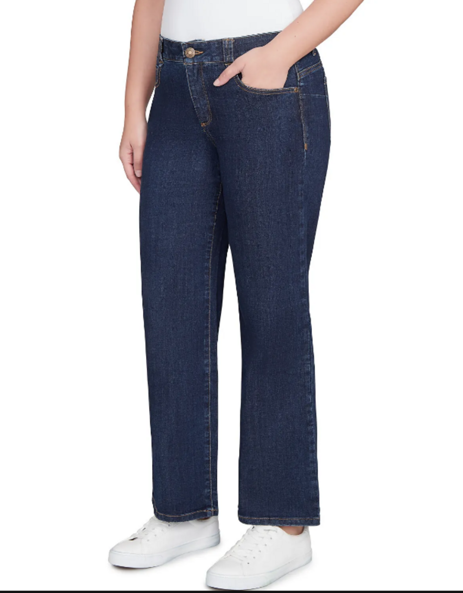 Ruby Road Ruby Road Dark Indigo Petite Stovepipe Wide Leg Jeans