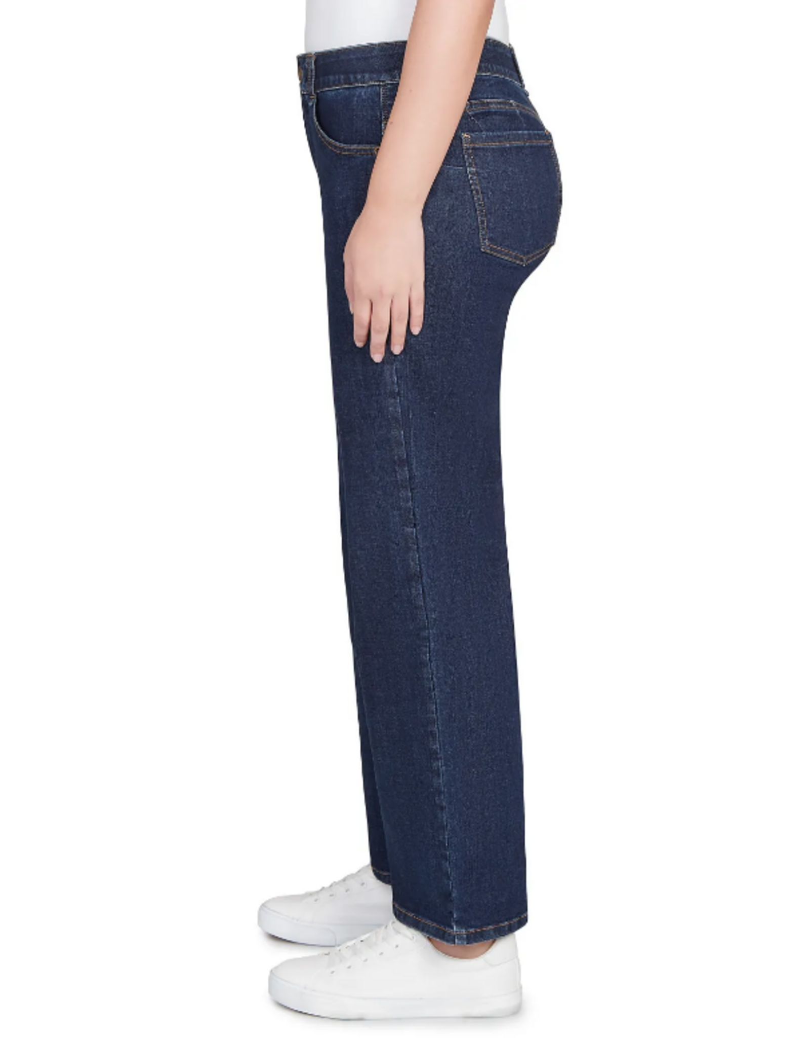Ruby Road Ruby Road Dark Indigo Petite Stovepipe Wide Leg Jeans