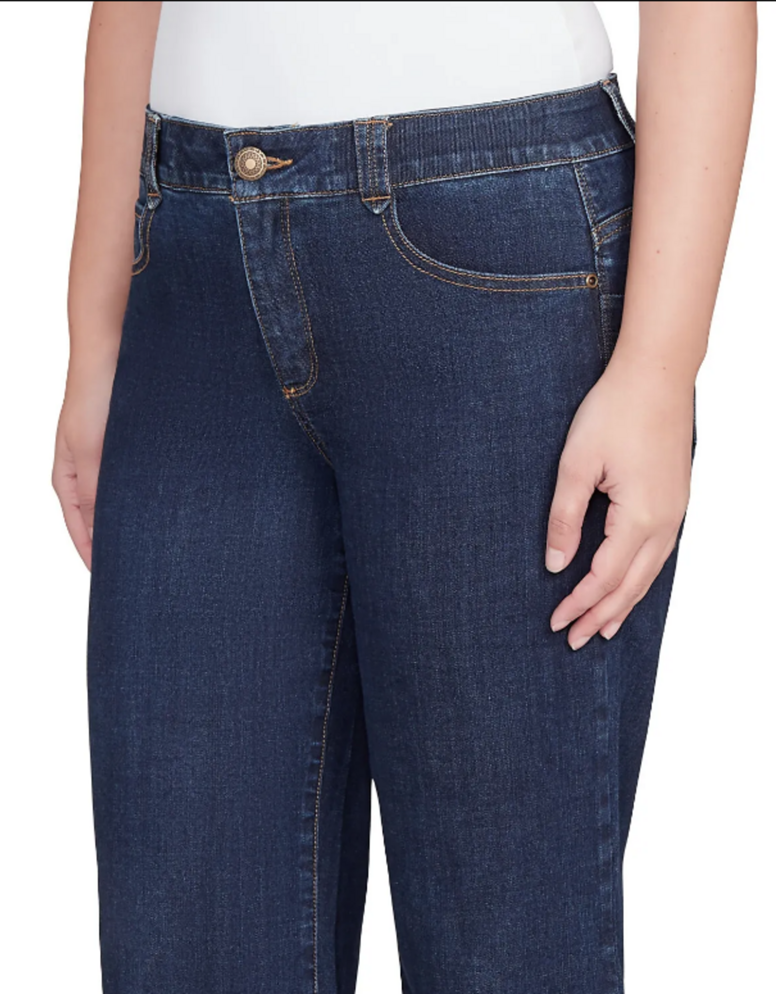 Ruby Road Ruby Road Dark Indigo Petite Stovepipe Wide Leg Jeans