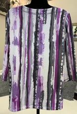 Links Links Steel Violet  Print Round Neck 3/4 Sleeve  Top