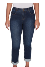 Ruby Rd Ruby Road Dark  Indigo Denim Girlfriend Cuffed Straight Leg