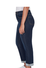 Ruby Rd Ruby Road Dark  Indigo Denim Girlfriend Cuffed Straight Leg