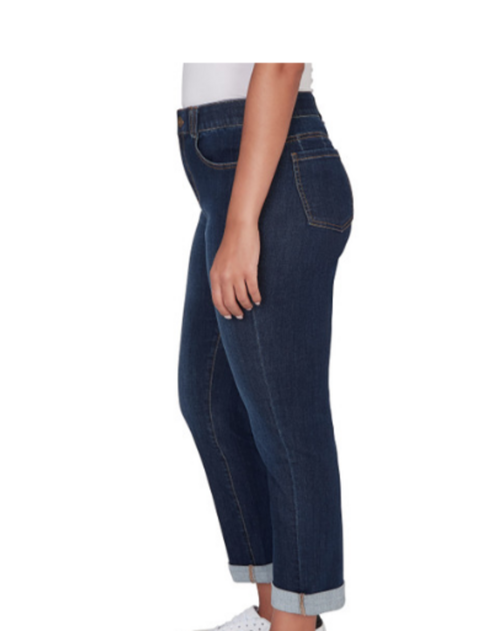 Ruby Rd Ruby Road Dark  Indigo Denim Girlfriend Cuffed Straight Leg