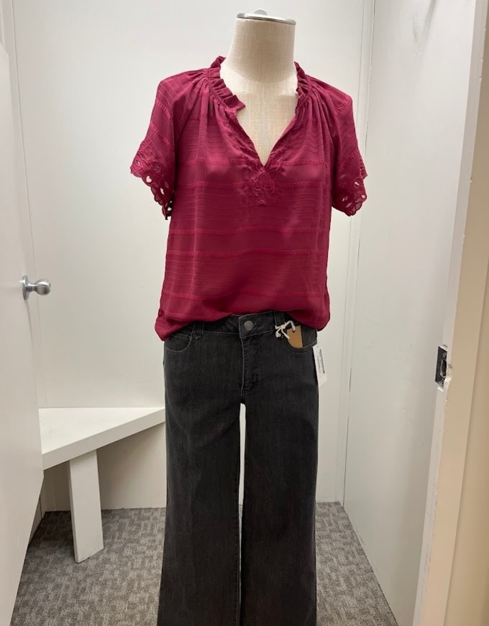 Ruby Road Ruby Road  Smoke Petite Stovepipe Wide Leg Jeans