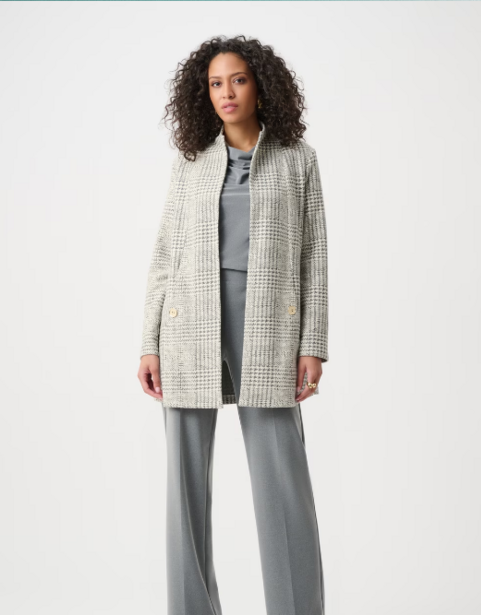 Joseph Ribkoff Joseph Ribkoff  Jacquard Plaid A-line Coat Style