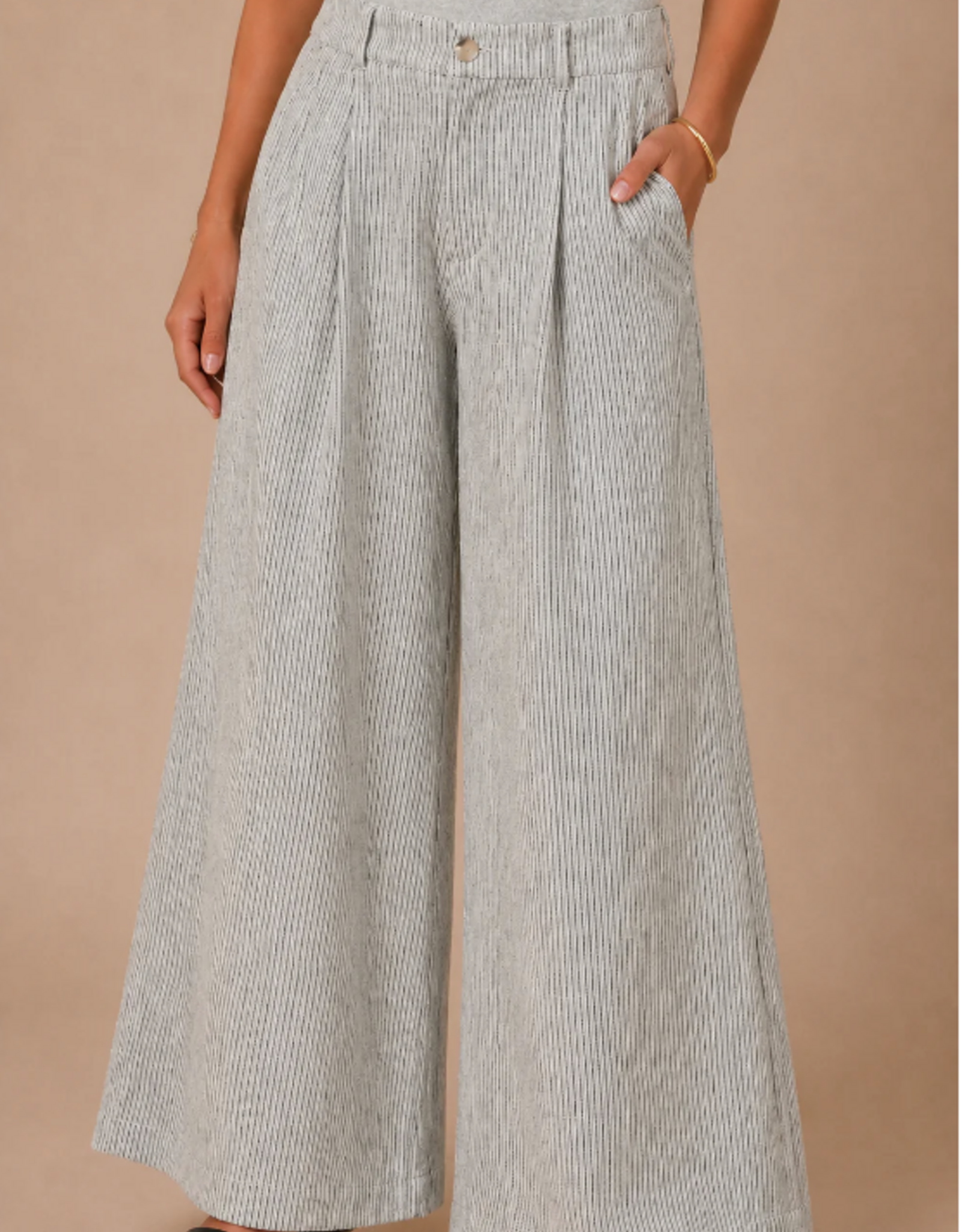 Kylie Paige Kylie Paige Elsie  Stripe Linen Trouser Wide Leg Pant