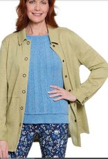 Sharon Young Inc A la carte L36209TM Teal Merrow Edge Trim  Round Neck L/S Top