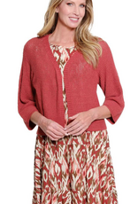 Sharon Young Inc Multiples Brick Open Front Drop Shoulder 3/4 Sleeve Cardigan