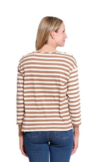 Sharon Young Inc Multiples Coco Striped  3/4 Sleeve Round Neck Top