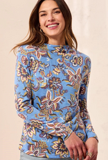 Tribal Tribal Blueaura Soft Knit Funnel Neck Long Sleeve Top