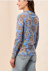 Tribal Tribal Blueaura Soft Knit Funnel Neck Long Sleeve Top