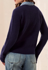 Tribal Tribal Nightfall  Sweater Jacket With Denim Trim Detail