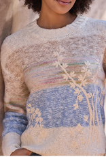 Tribal Tribal Novelty Slub Knit Embroidered Long  Sleeve Sweater