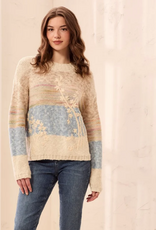 Tribal Tribal Novelty Slub Knit Embroidered Long  Sleeve Sweater