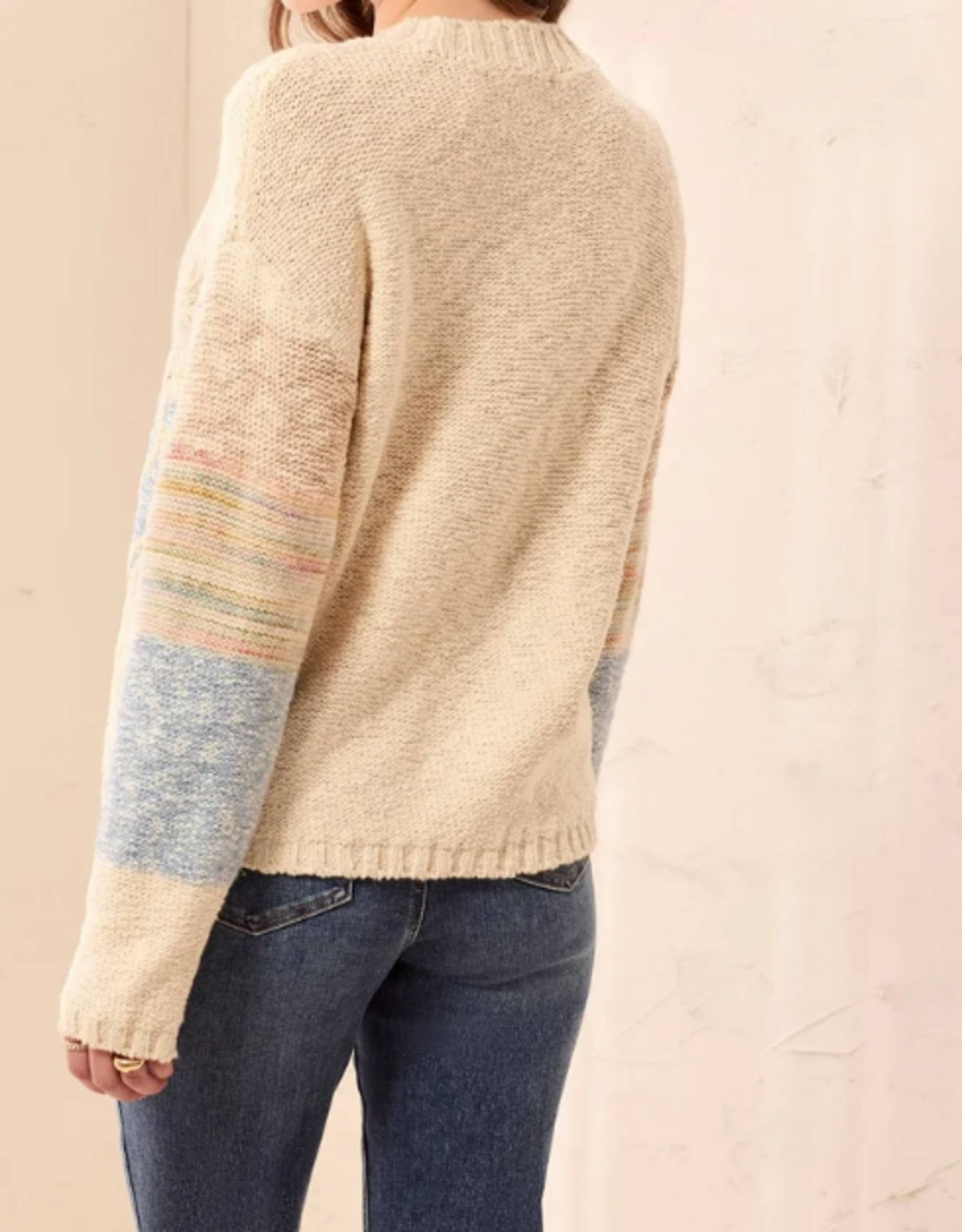 Tribal Tribal Novelty Slub Knit Embroidered Long  Sleeve Sweater