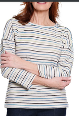 Sharon Young Inc A la carte Multi Color Stripe  Round Neck long Sleeve Top