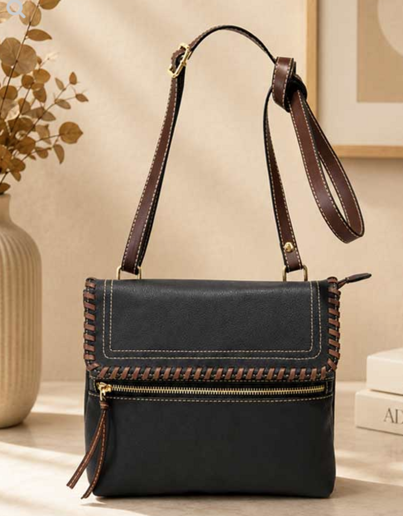 MC Handbags Corp. MC Handbag Gabby 5015 Black Pebble Grain Crossbody