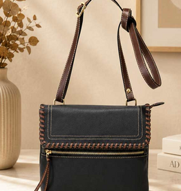 MC Handbags Corp. MC Handbag Gabby 5015 Black Pebble Grain Crossbody