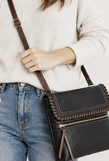 MC Handbags Corp. MC Handbag Gabby 5015 Black Pebble Grain Crossbody