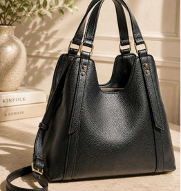 MC Handbags Corp. MC Handbag Vanna 8545 Black Triple Compartment Shoulder Bag