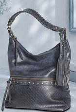 MC Handbags Corp. MC Handbag 9685 Laredo Navy Vintage Vegan Leather Hobo Shoulder Bag