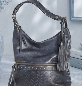 MC Handbags Corp. MC Handbag 9685 Laredo Navy Vintage Vegan Leather Hobo Shoulder Bag
