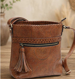MC Handbags MC Handbags Calm Saddle Faux Leather Crossbody W/Perfoation LA