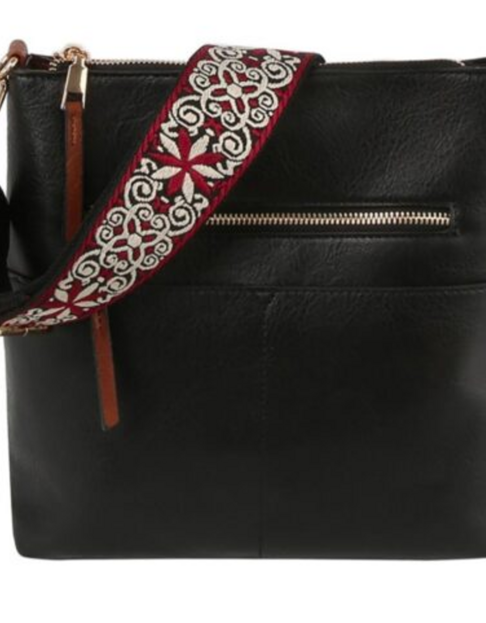 MC Handbags Corp. Coronet 59018 Black Zip Pocket Guitar Strap Crossbody Bag